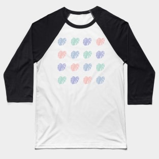 Pastel Monstera Deliciosa Leaves Baseball T-Shirt